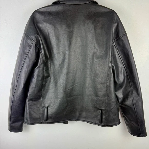 Missguided faux leather NWOT Size 4, black motorcyclist jacket, sleek jacket‎ - Picture 4 of 16